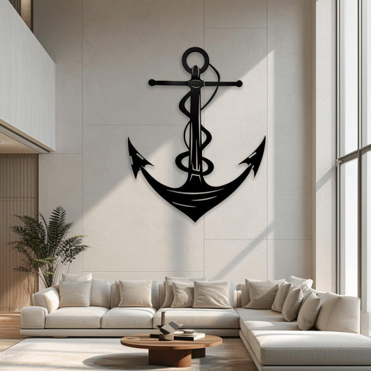 XXQ Anchor Metal Wall Decor, Anchor Metal Wall Art for Bedroom Living Room Dorm Antique Anchor Wall Decor Antique Metal Anchor Farmhouse Decor (Black, 35" x 53" / 90 x 135cm)