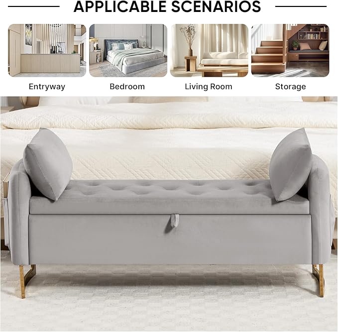 48" End of Bed Bench, Modern Storage Benches - Image 4