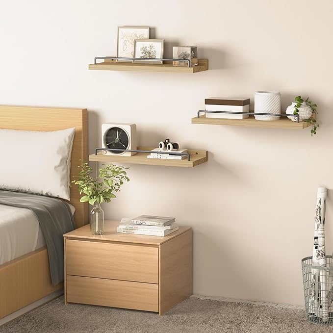 RYOFOBETTO Floating Shelves for Wall Decor, Light Brown Wood Shelves for - Image 6