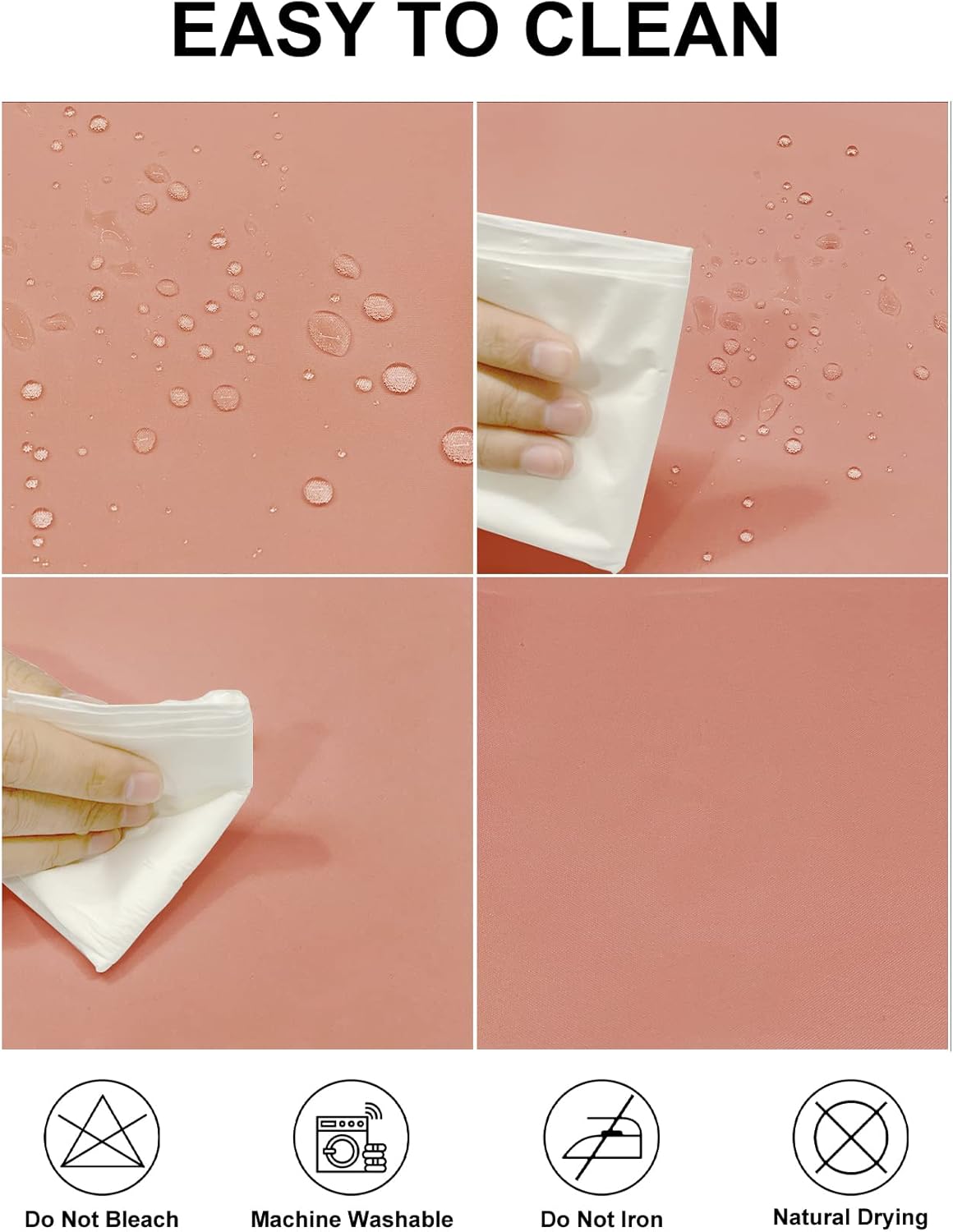 Fokitut 2 Pack Waterproof Square Tablecloth, 70x70 Inch, Stain Resistant and Wrinkle Polyester Table Cloth, Fabric Table Cover for Kitchen Dining, Wedding, Party, Holiday Dinner-Dusty Pink