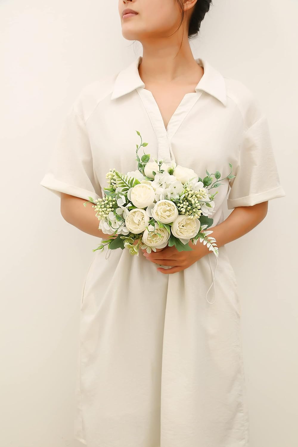 Artificial Flowers Fake Peony Silk Mini Plastic Bridal Flowers for DIY Wedding Bouquets Home Decorations 2 Packs(Light Purple)