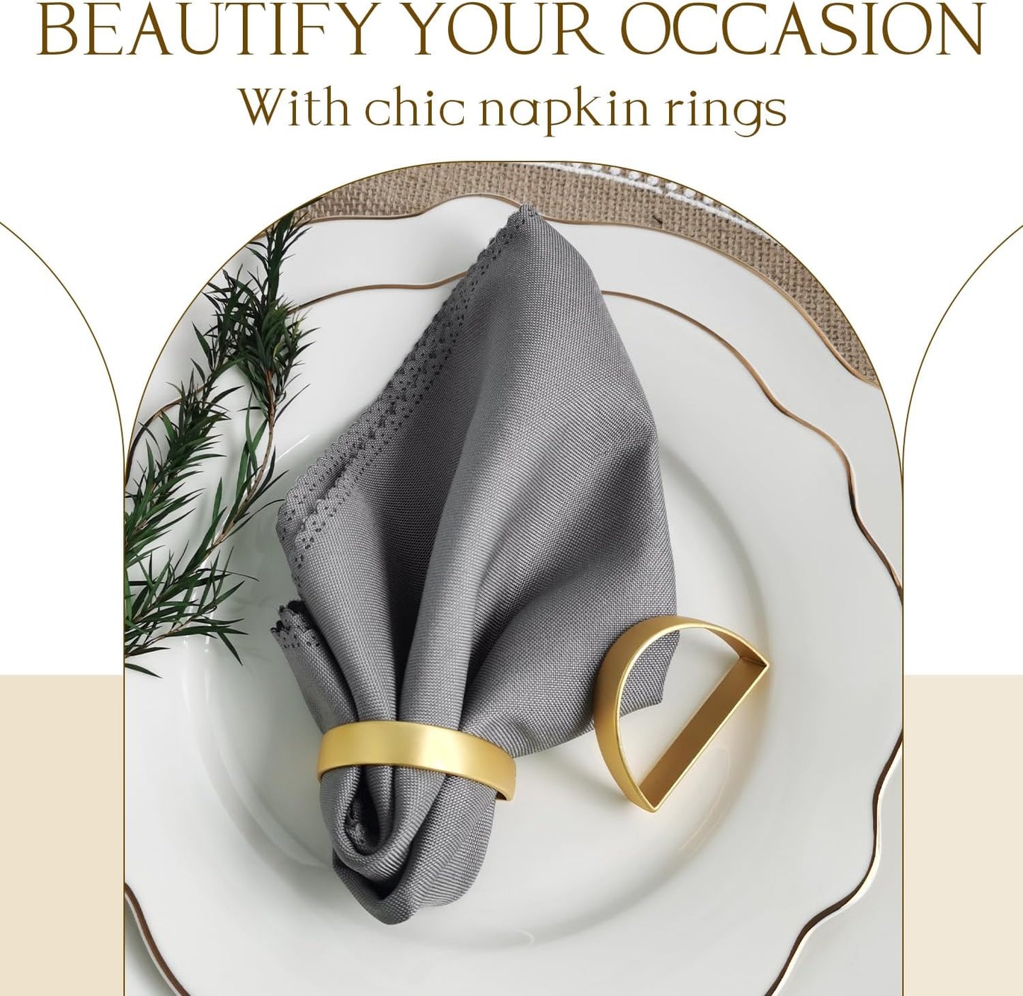 12PCS Gold Napkin Rings, Metal Napkin Rings, Fall Thanksgiving Christmas Table Decorations, Wedding, Banquet, Party, Easter Table Napkin Decorations