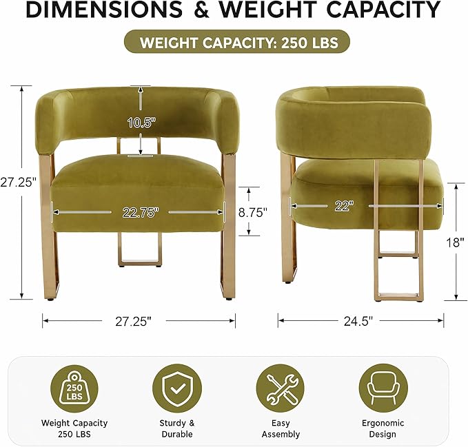 Modern Barrel Accent Chairs Set of 2, Living Room Side Chairs - Image 2