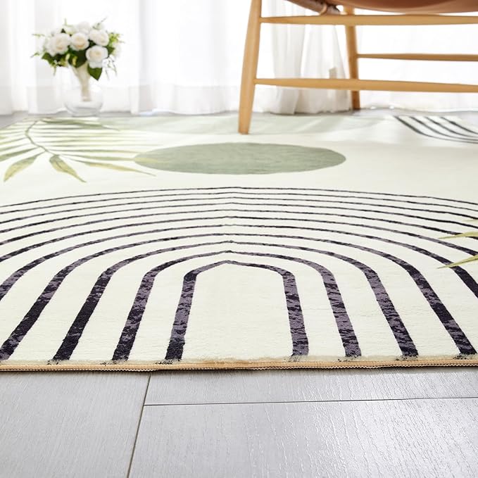RoomTalks Boho Green Cute 3x5 Small Area Rugs Washable, Modern Abstract - Image 4