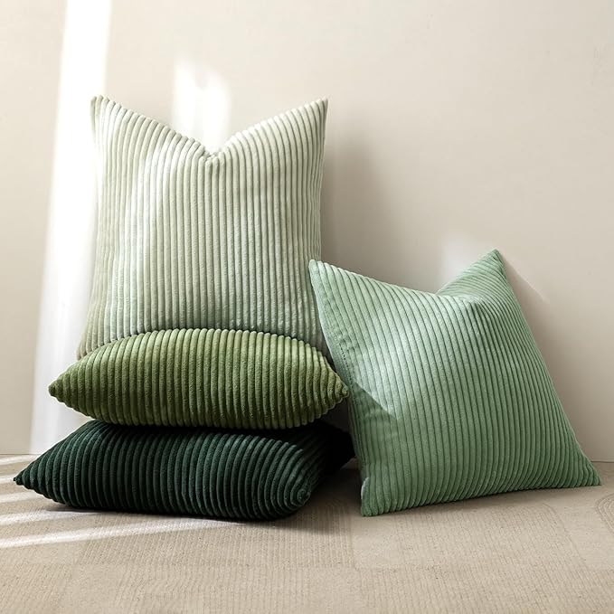 MIULEE Boho Farmhouse Sage Green Throw Pillow Covers 18x18 Inch Set of 4 - Image 4