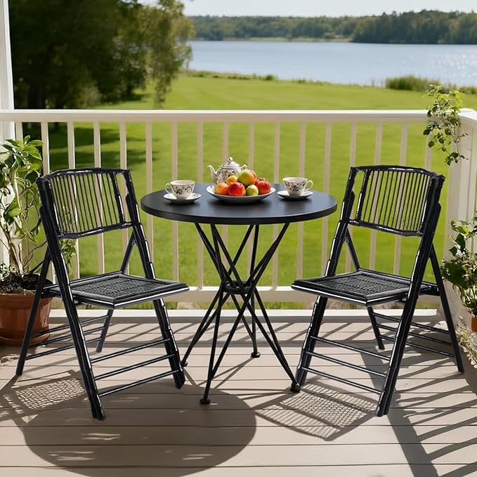 VINGLI Bamboo Folding Chair, Foldable Dining Wood Chairs Comfortable Seat - Image 9