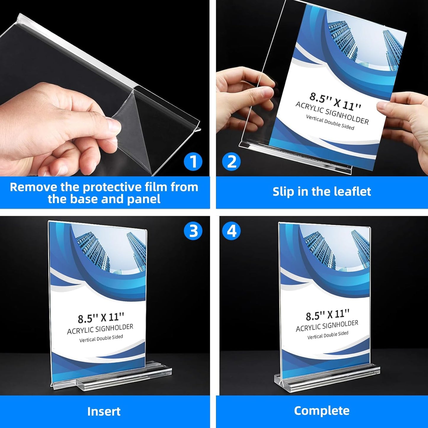 18 Pack Acrylic Sign Holder 8.5 x 11, Double-Sided Clear Sign Holder Plastic Stands for Display, T Shape Acrylic Table Sign Stands for Office Store Restaurants Wedding Party Decoration