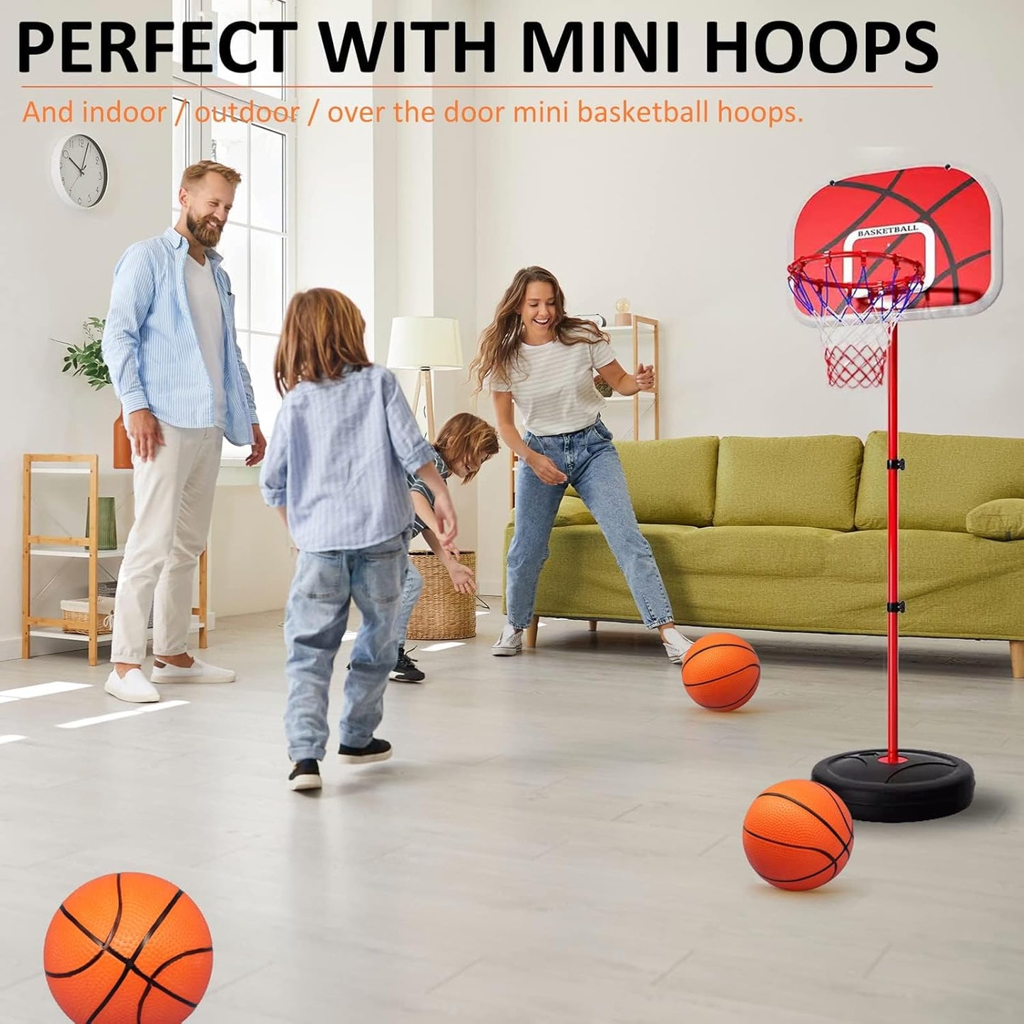 18 Pcs 5" Mini Basketball Set with Pump, PVC Small Basketball for Over The Door Hoop Games, Party Favors, Indoor Outdoor Play, Adults Kids, Pool Beach