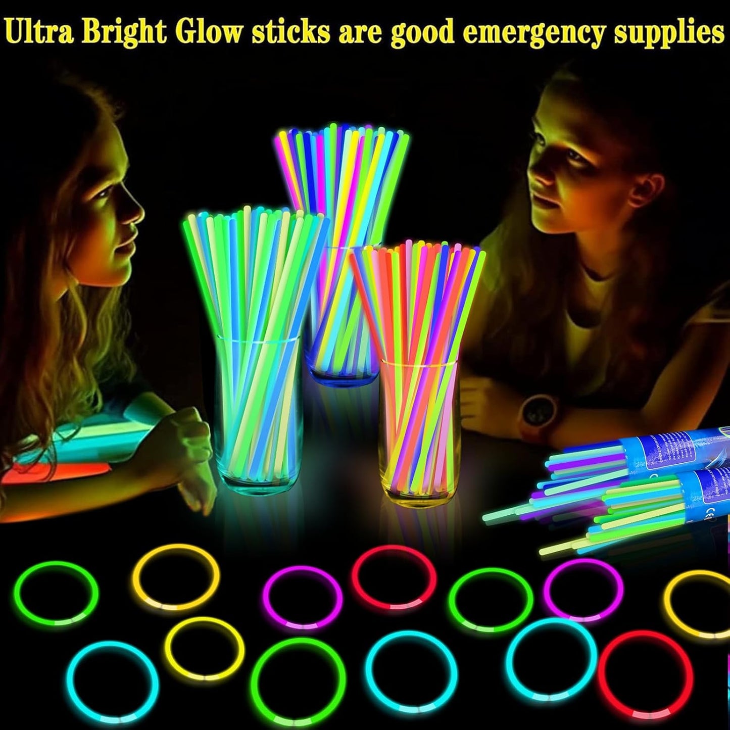 TURNMEON 240 Pack Ultra Bright Halloween Glow Sticks Bulk Party Pack Halloween Glow In The Dark Halloween Party Supplies Favors Glow Sticks Necklaces Bracelets with Connectors 8" Glow stick Light Up