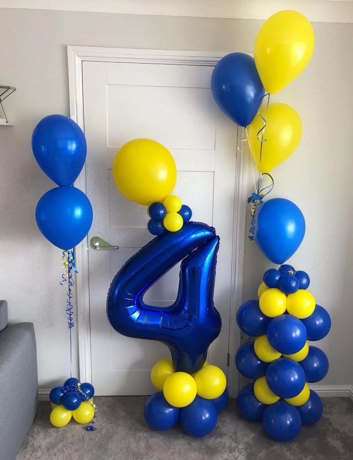 Blue and Yellow Balloons - Navy Blue Balloons 12 Inch Yellow Latex Balloon Glitter Confetti Balloon for Birthday Baby Shower Wedding Party Decorations, Photo Backdrop, 50 PCS