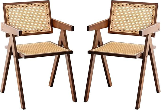 Furlide Rattan Accent Chairs, Modern Mid Century Dining Chairs Set of 2 by Furlide