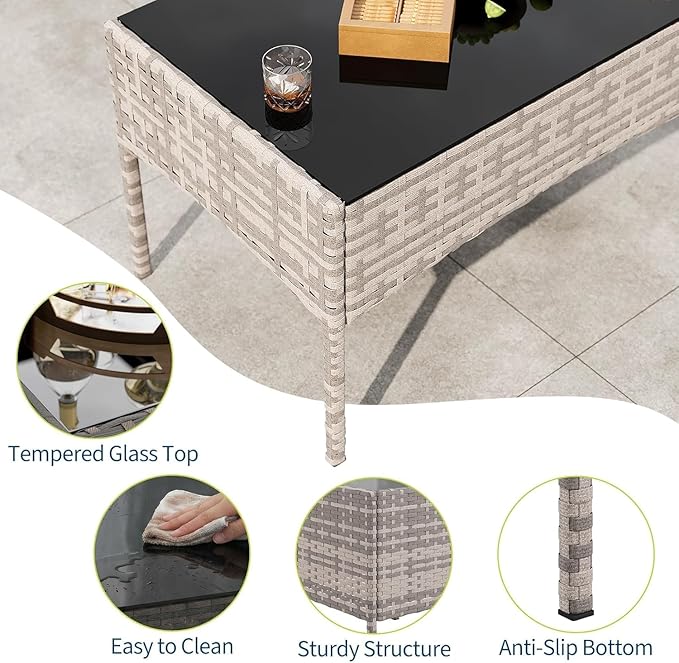 4-Piece Outdoor Furniture Set, PE Rattan Wicker Chairs - Image 3