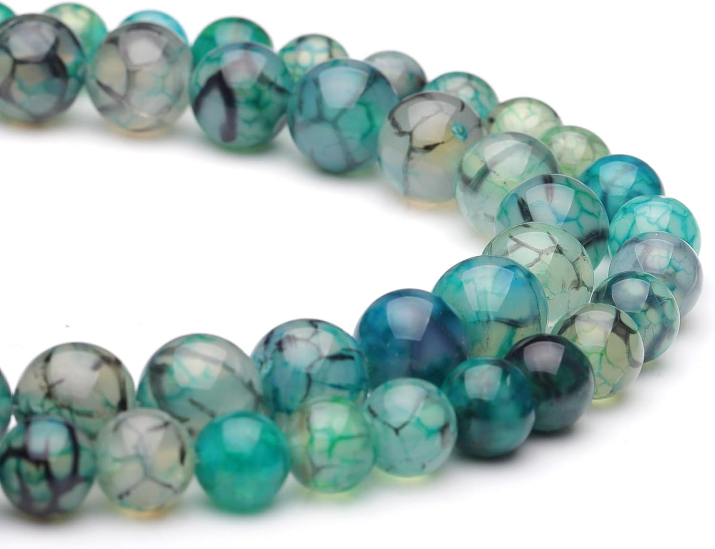 10mm Natural Stone Beads for Jewelry Making,Dragon Vein Agate Polished Smooth Round Gemstone Beads for Bracelet Necklace 15 Inch