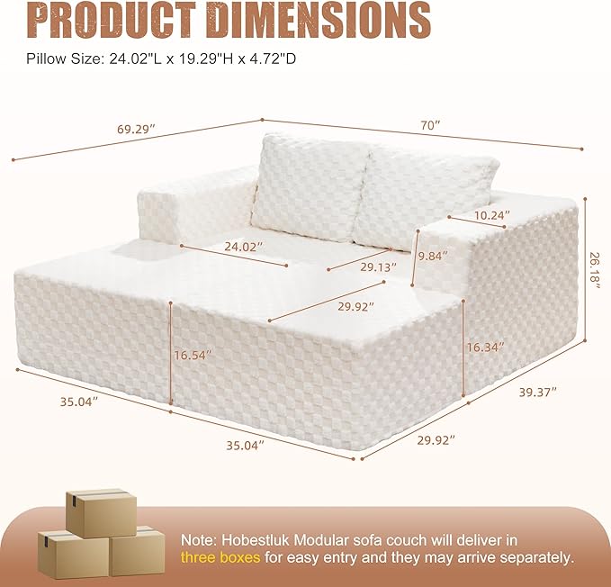 Hobestluk Modular Sectional Sofa Memory Foam Couch Sofa Bed Loveseat - Image 2