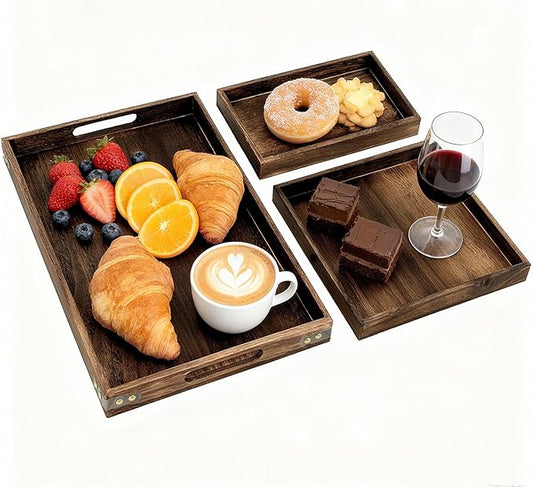 3-Piece Wooden Serving Tray Set by AzulHome