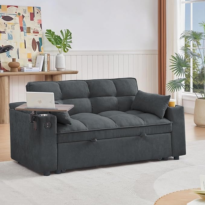 oaaktu 65''Convertible Sleeper Sofa Bed, 3-in-1 Pull Out Couch Bed - Image 3