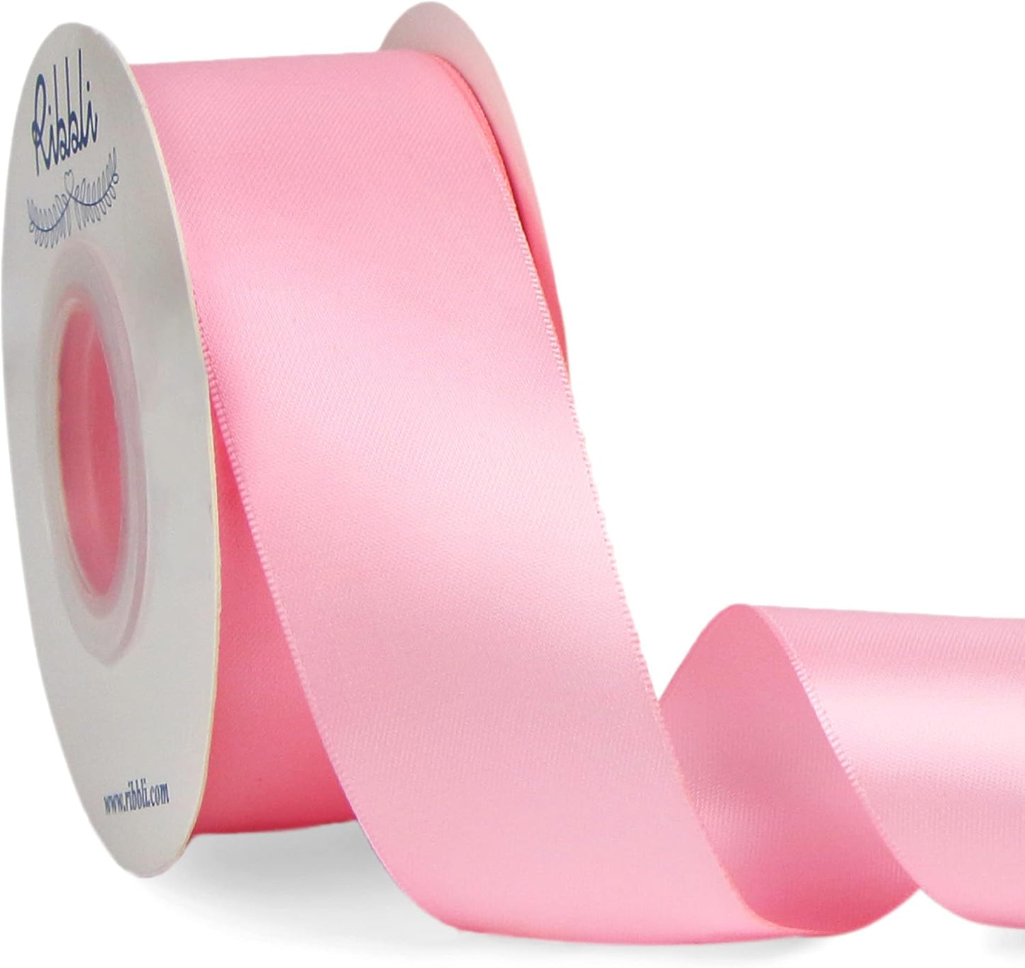 Ribbli Pink Double Faced Satin Ribbon,1-1/2” x Continuous 25 Yards,Use for Bows Bouquet,Gift Wrapping,Baby Shower,Floral Arrangement
