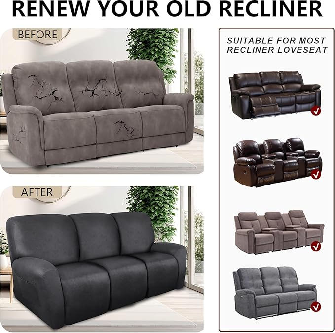 ANARACHON Recliner Couch Cover Leather Look Recliner Sofa Covers - Image 6