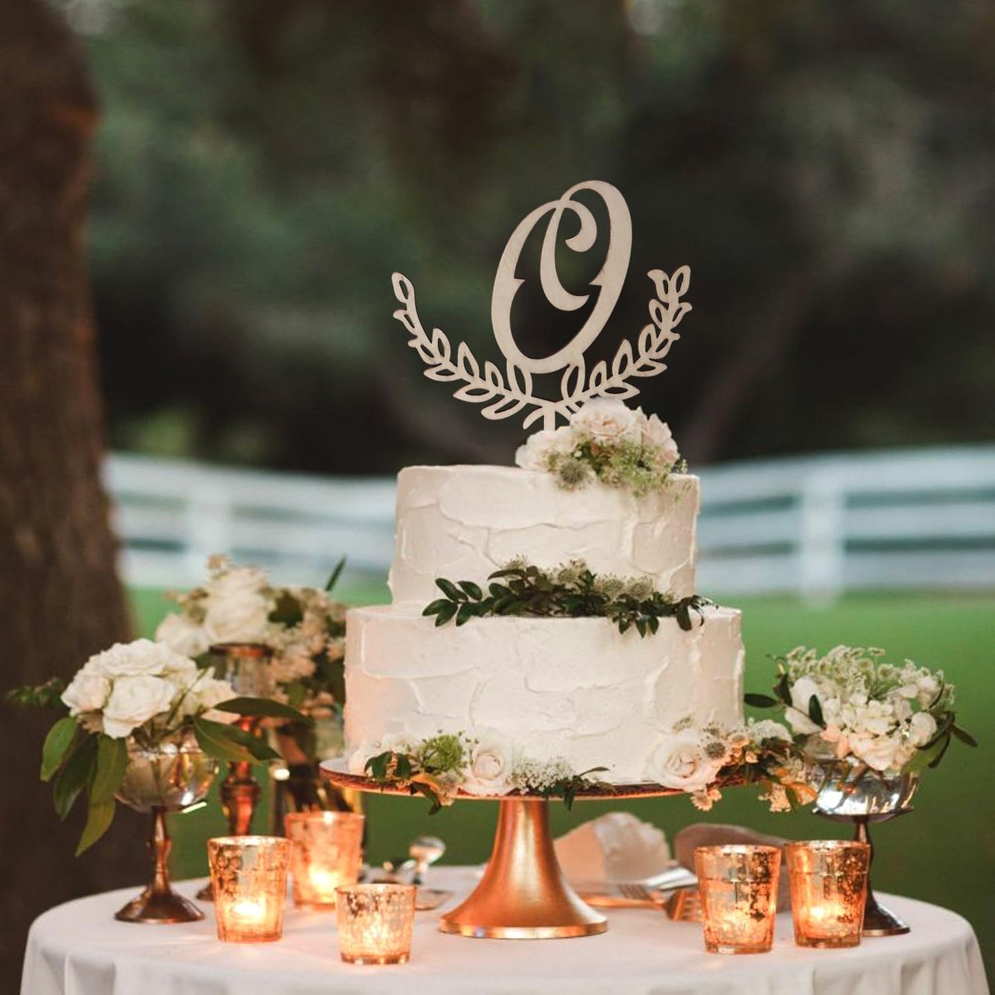 LINGTEER Personalized Inital Letter O Wooden Cake Topper Perfect for Birthday Rustic Wedding Anniversary Party Keepsake Decoration