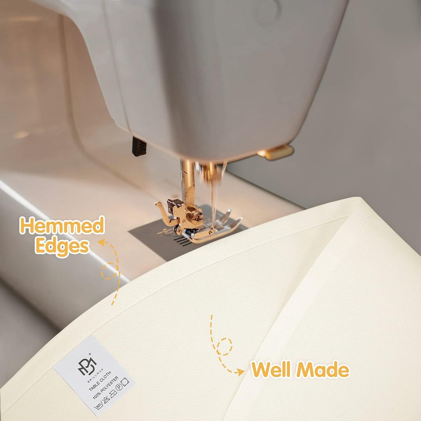 BRILLMAX 6 Pack Ivory Round Tablecloths 132 Inch - Circle Bulk Linen Polyester Fabric Washable Table Cloth Cover for Wedding Reception Banquet Birthday Party Buffet Restaurant