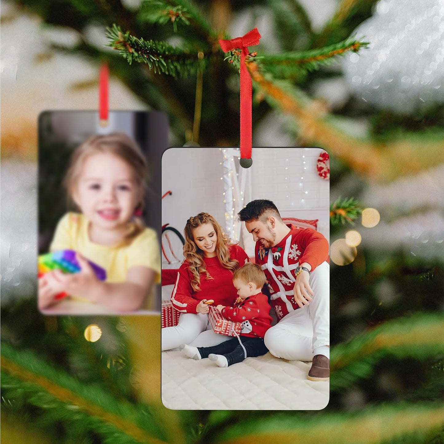 Personalized Christmas Ornaments 2025 Double-Sided Custom Photo Picture Text Ornament Customized Wood Xmas Tree Decorations for Kids Couples Family Dogs Cats