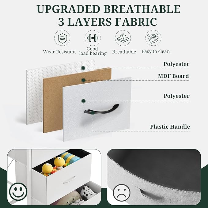10-Drawer Dresser for Bedroom, Anti-Tip Tall Storage Organizer Chest of Drawers - Image 6
