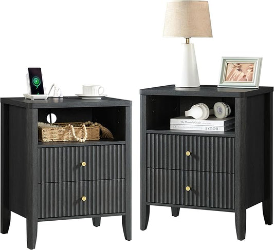 Set of 2 Fluted Nightstands by Fatmok