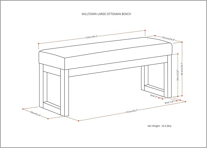 SIMPLIHOME Milltown Large Ottoman Bench - Image 3