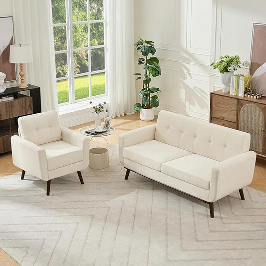 Kingfun Living Room Furniture Sets, Loveseat & Accent Chair, Mid Century Modern by KINGFUN-Anexcitingoption