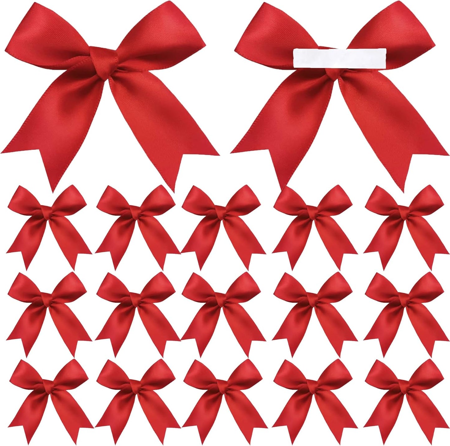 50 Pieces Gift Wrap Bows Premium Satin Ribbon Bows 3.3 Inch Craft Bows for Gift Wrapping DIY Treat Bags Holiday Gifts Bag Party Decorations, Wedding Decor Christmas Birthday Presents (Red)
