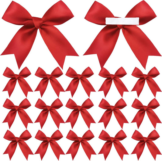 50 Pieces Gift Wrap Bows Premium Satin Ribbon Bows 3.3 Inch Craft Bows for Gift Wrapping DIY Treat Bags Holiday Gifts Bag Party Decorations, Wedding Decor Christmas Birthday Presents (Red)