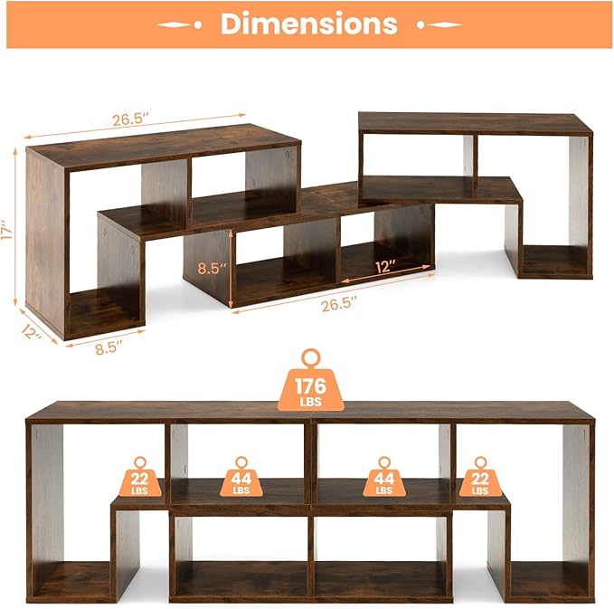 Tangkula 3 Pieces Console TV Stand, Free-Combination Entertainment Center - Image 5