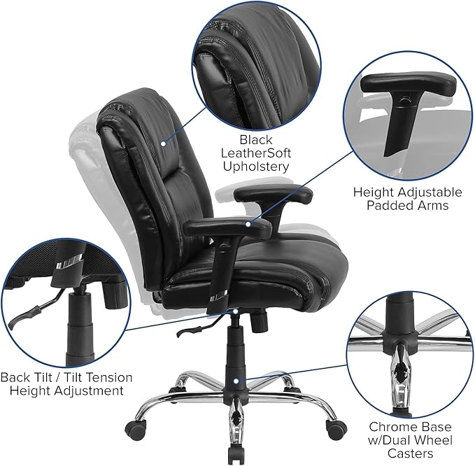 Flash Furniture HERCULES Series Big & Tall 400 lb. Rated Black LeatherSoft - Image 7