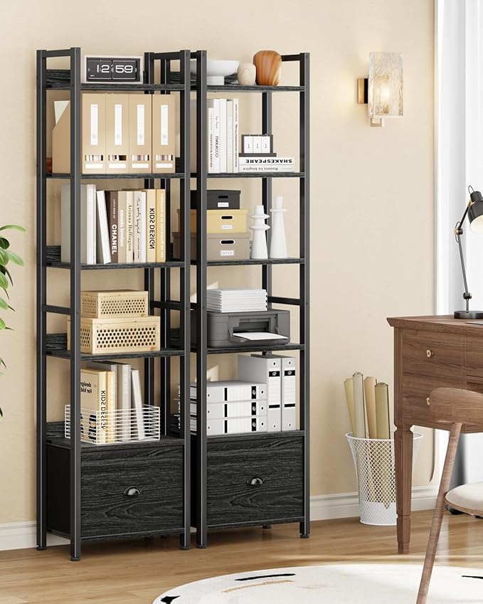 Furologee Book Shelf Set of 2, 6 Tier Tall Shelf - Image 5