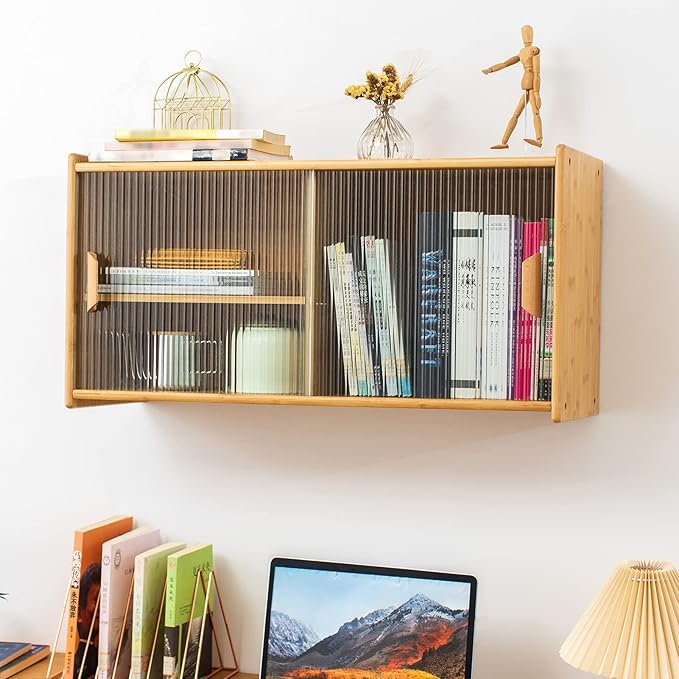 HollyHOME Small Bamboo Wall Mounted Kitchen Pantry Sideboard - Image 9