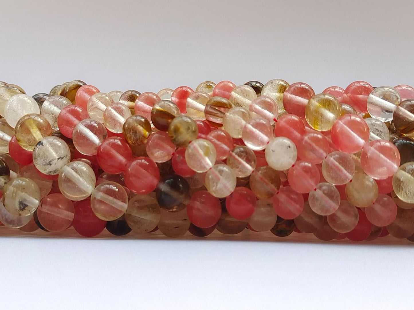 Stone Beads 6mm 140pcs Colorful Watermelon Quartz Beads Round Loose Gemstones Beads for Bracelet Necklace Jewelry Making (6mm, 60622 Colorful Watermelon Quartz)