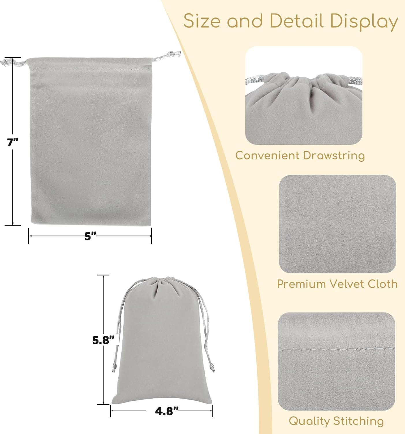 Velvet Drawstring Jewelry Bag, 50Pcs Grey Dice Bag, 5x7 Tarot Card Pouch, Or Wrapping Halloween Party Favors, Mojo, Small Bussiness, Jewelry, Bracelet, Customers