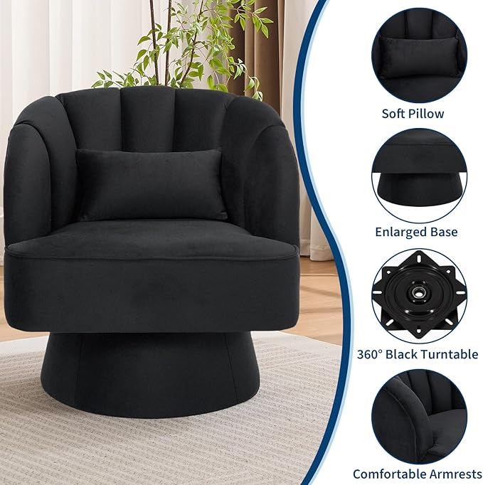 Garvee Ultra-Plush Swivel Accent Chair, 360° Barrel Lounge Chair - Image 5