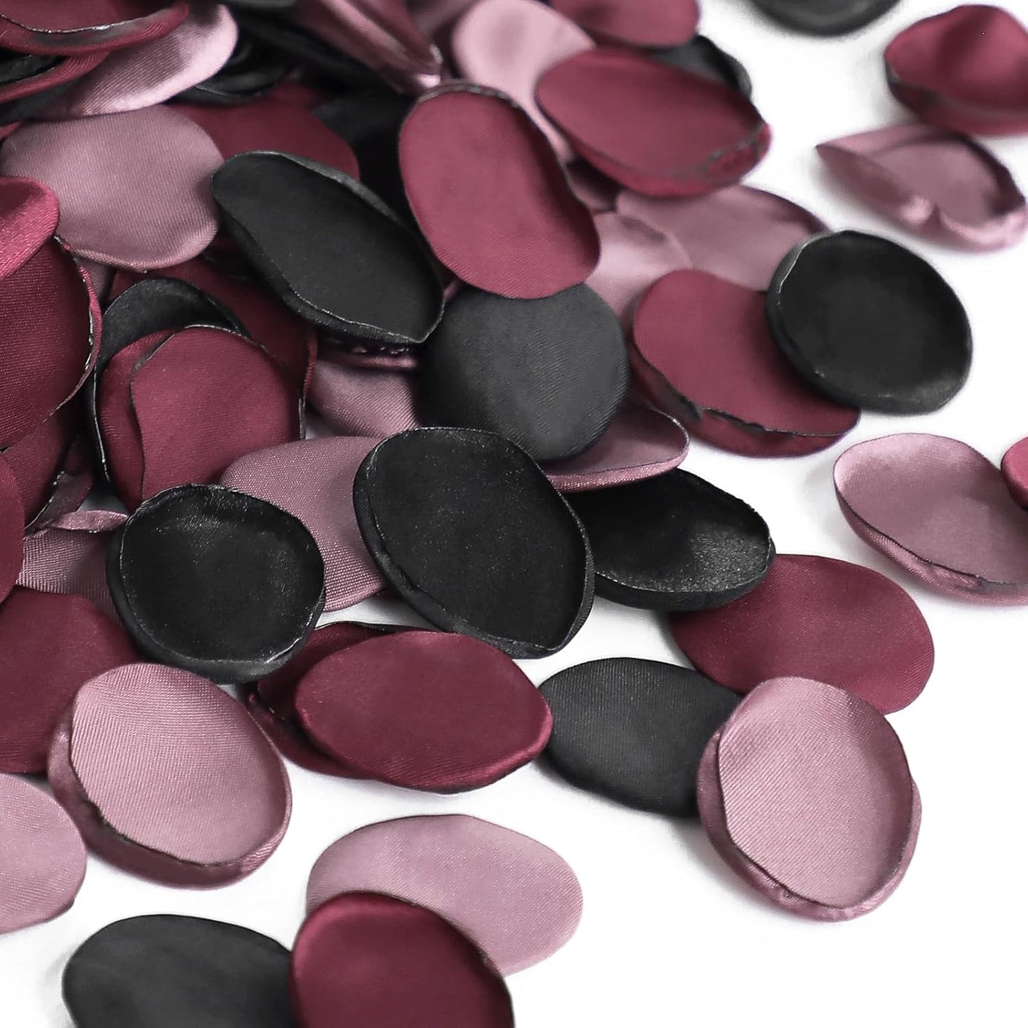Floroom 300pcs Rose Petals Black Burgundy Faux Silk Flower Petals for Wedding Flower Girl Basket Aisle Scatter Dinner Table Centerpieces Party Confetti Bridal Shower Romantic Night Decoration