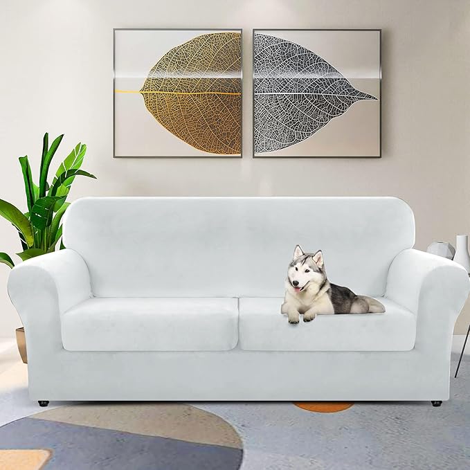 ZNSAYOTX Oversized Velvet 3 Piece Couch Cover - Image 2