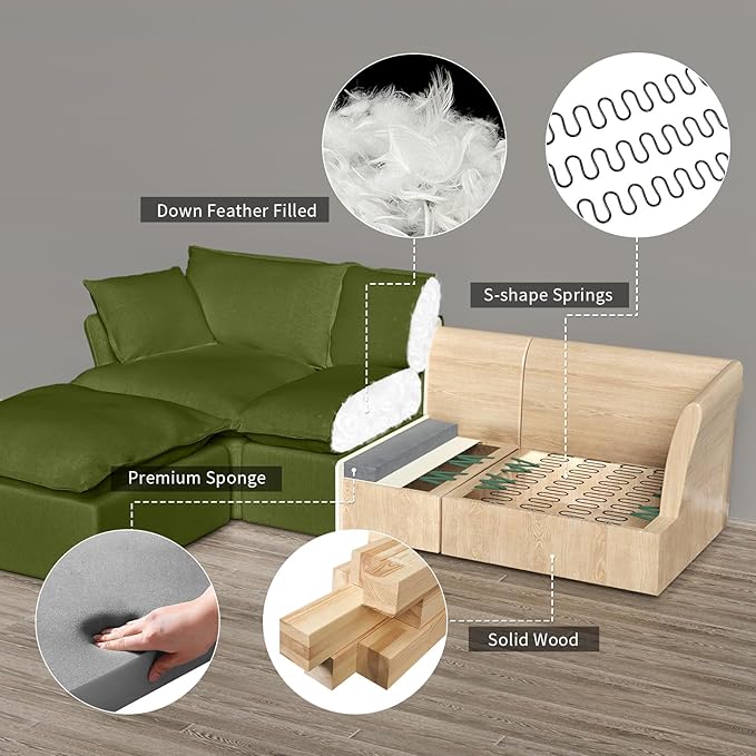 6 Seat U Shape Modular Sectional Couch Sofa - Image 4