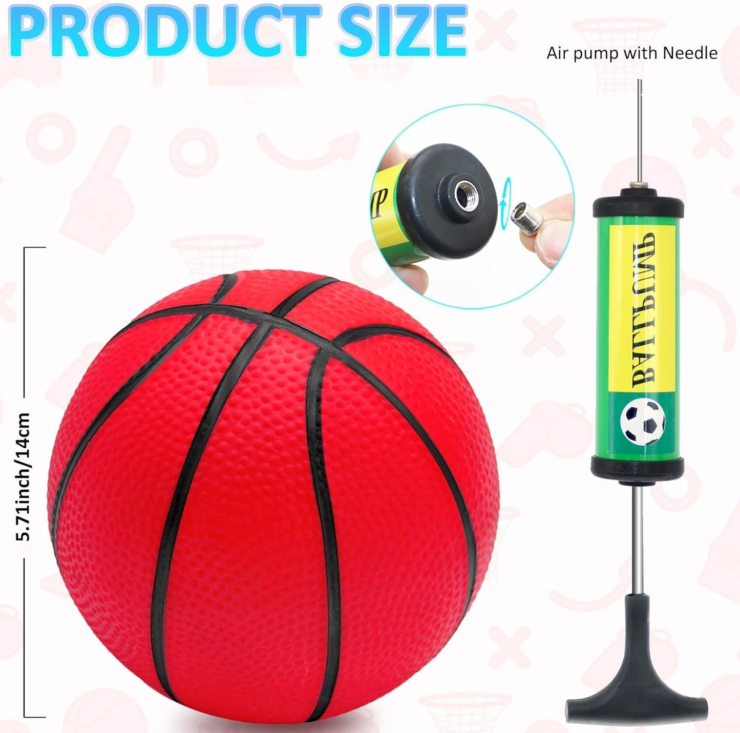 18Pcs 5" Mini Basketball Balls Bulk Small Basketball Set, PVC Small Basketball for Over The Door Basketball Hoop Games Party Favors Indoor Outdoor Play Adults Kids Pool Beach Colorful