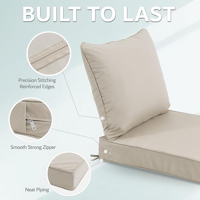 22x22 Inch Patio Chair Cushions Set of 4, Outdoor Furniture Cushions - Image 6