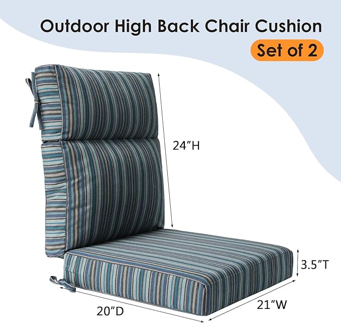 Unimatta Sunbrella Outdoor High Back Chair Cushion Seat Pads, 44 x 21 Inch - Image 6
