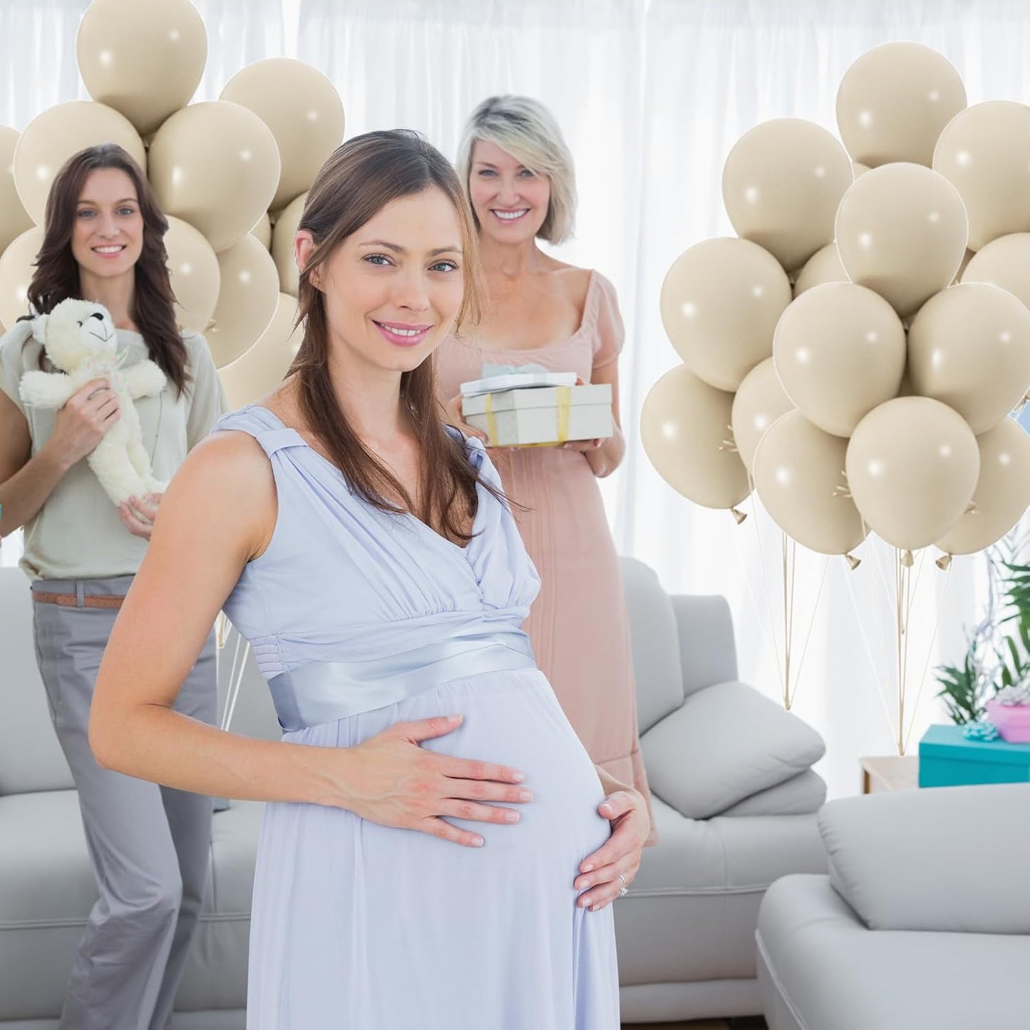 100pcs Sand White Balloons, 12inch Ivory White Party Latex Balloons for BOHO Wedding Birthday Baby Bridal Shower Gender Reveal Party Decoration (with 66ft Ribbon)