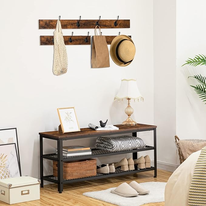 HOOBRO Hall Tree Entryway Storage Bench, Coat Rack Shoe Bench, Shoe Rack - Image 4