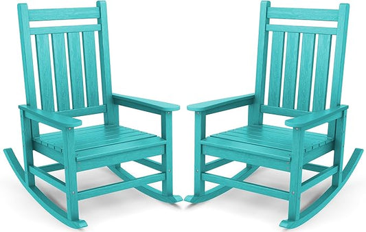 SERWALL Oversized Outdoor Rocking Chair Set of 2, HDPE Rocker by SERWALL