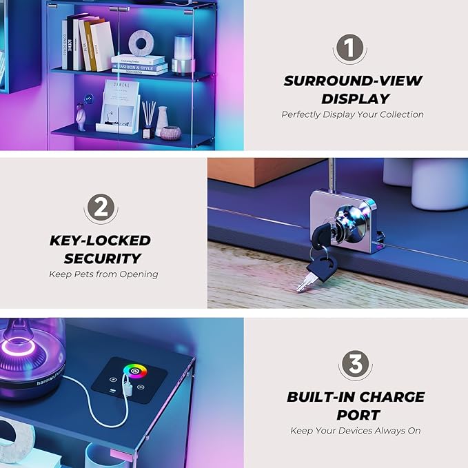 VersionTECH. Glass Display Cabinet - Image 7
