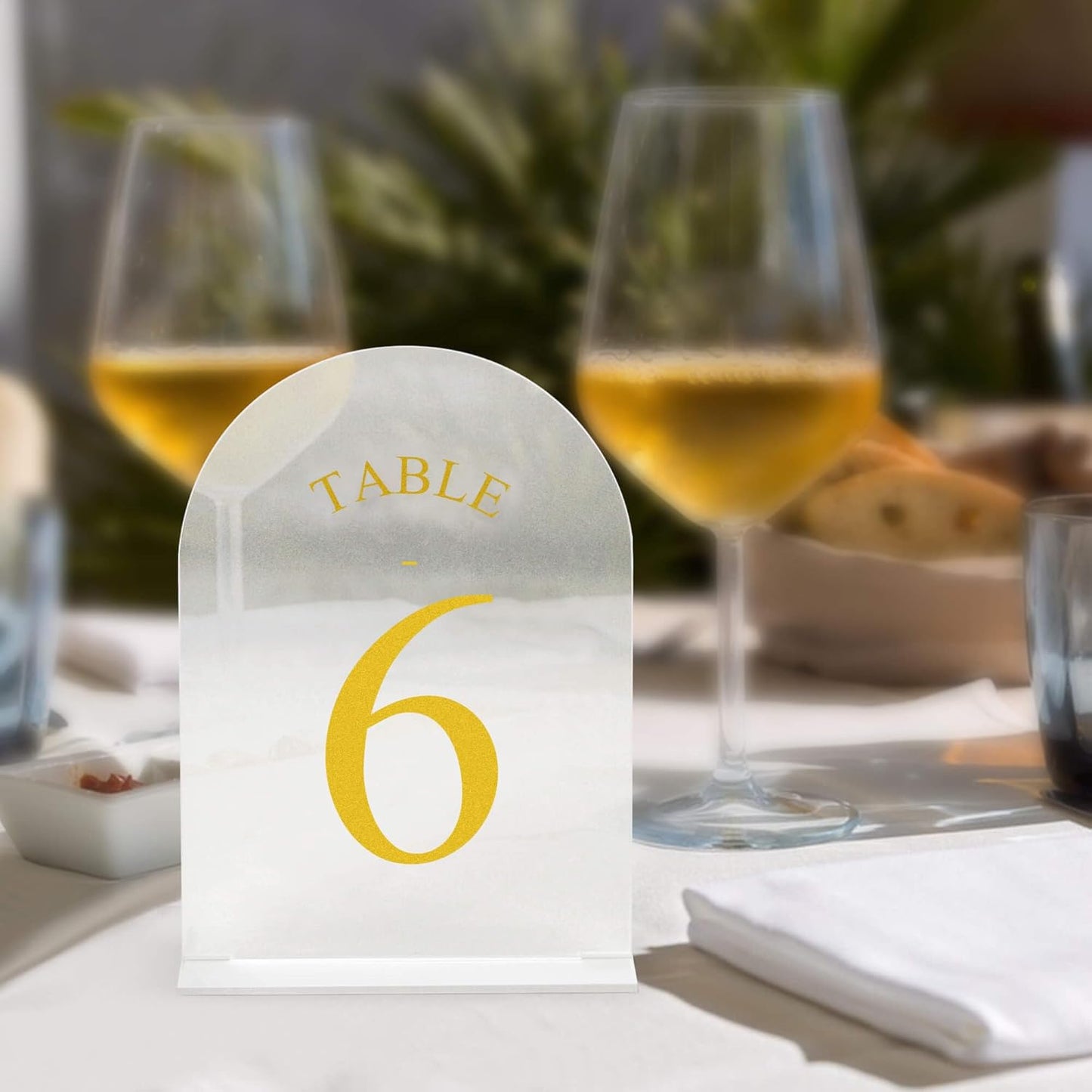 JOYIT Frosted Arch Wedding Table Numbers 1-30 with Stands – 5" X 7" Acrylic Gold Table Number Holders, Perfect for Wedding Receptions, Parties, Anniversaries, and Events