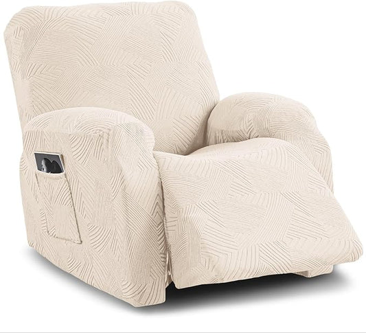Recliner Chair Covers, 4-Piece Stretch Geometric Strokes Jacquard Reclining by Unknown